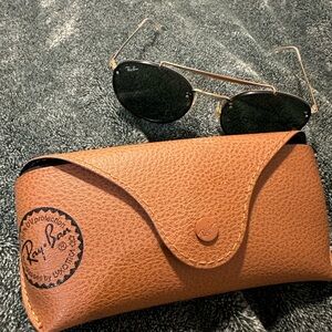 Ray Ban double bridge in black & gold classic sunglasses